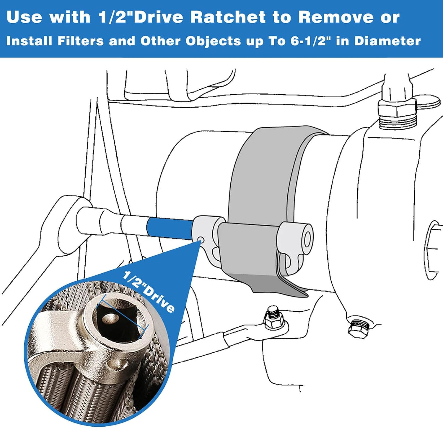 Strap Filter Wrench, Heavy Duty Strap,Objects up to 6-1/2 inches in Diameter, 3-5/8 inches Long Yoke fits into Tight Areas, for Getting The Water Filter Cartridge Lose