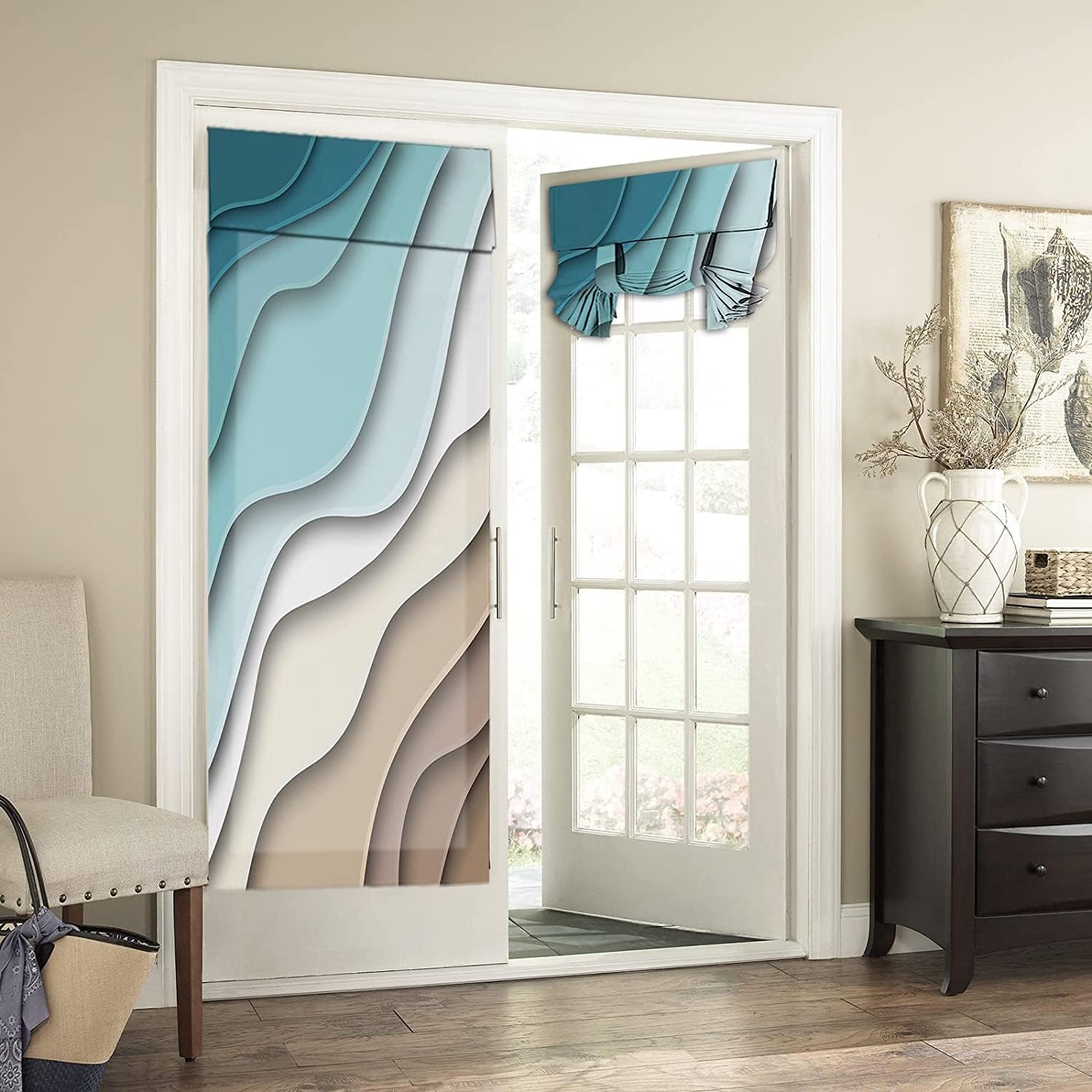 BEMIGO Fall Door Curtains, Orange Gray Ombre, 26"W x 70"L, Privacy Thermal Insulated, Tie Up, Modern, Semi-Sheer, Thanksgiving