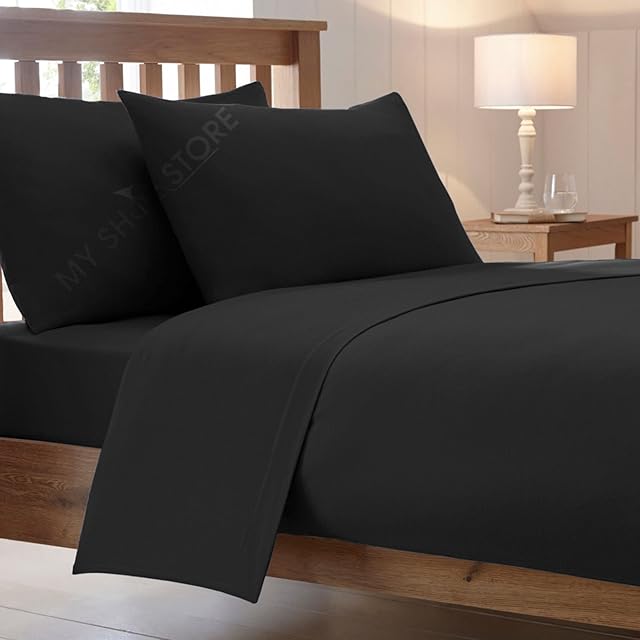 H&F® Extra DEEP 16" INCH 40 cm Luxury Combed Poly Cotton Bed Fitted Sheets Non Iron Percale Plain Sheet Bedding Size Single, Double, King OR Pillowcases (Double)