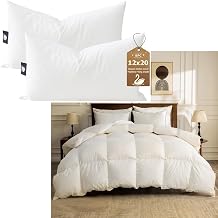 BPC Organic Down Comforter King Size and 12x20 Lumbar Pillow Inserts Set