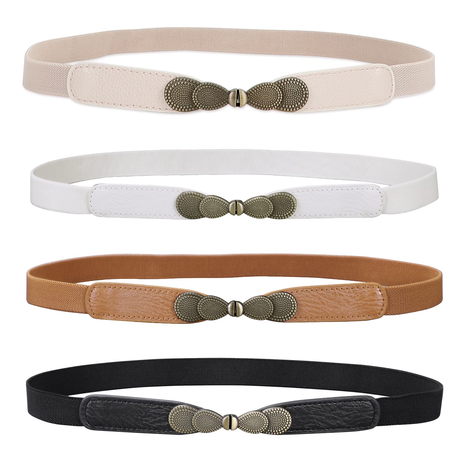 JASGOOD Women Skinny Elastic Stretch Belt for Dresses Retro Ladies Waist Vintage Thin Belt