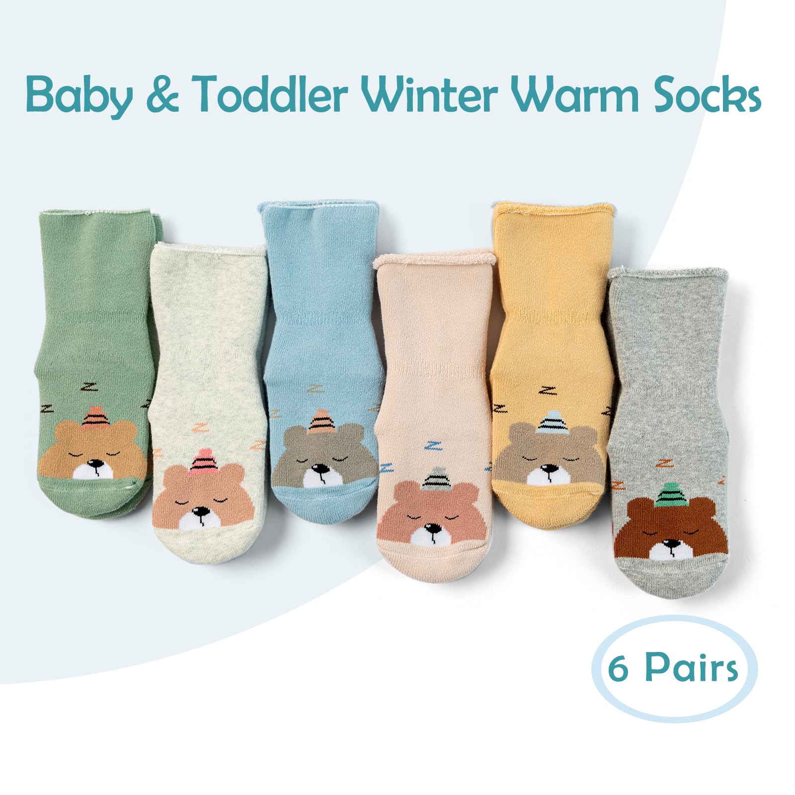 Baby Non-Slip Winter Warm Socks With Grips for Boys and Girls - Terry Bears 12-24 Months