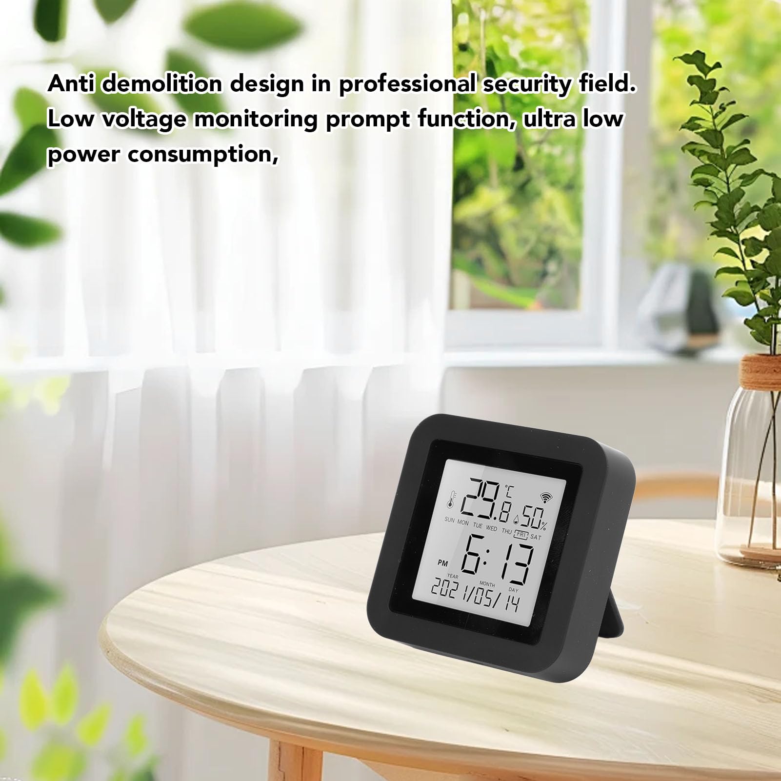 Medidor digital de temperatura y humedad PolyGen con precisión de temperatura de ±1 ℃ y precisión de humedad de ±5% RH, fuente de alimentación USB y pantalla LCD retroiluminada