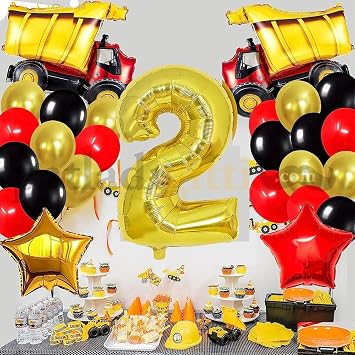 Exploded Gone 2 Year Old Construction Themed Birthday Party Celebration Set