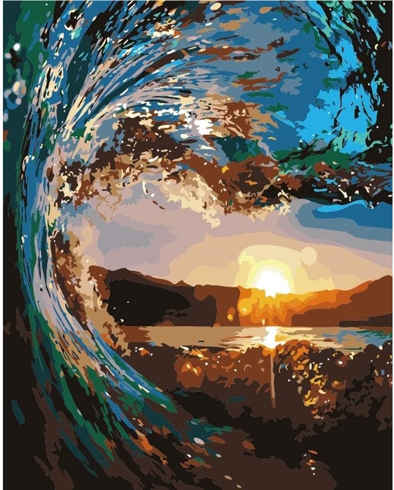 Easy Paint by Numbers for Adults Forest Kit Acrylic Painting by Numbers Sea Scenery for Beginner (sea)