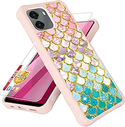 Capa compatível com BLU G35 [com protetor de tela de vidro temperado] [efeito luminoso] para capa de celular BLU G35