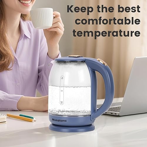 Miniatura 6 de Hervidor Eléctrico Doméstico, Todo Acero Inoxidable 304 y Sin Contacto con Plástico, Apagado Automático, Vidrio Borosilicato con Ebullición Visual,