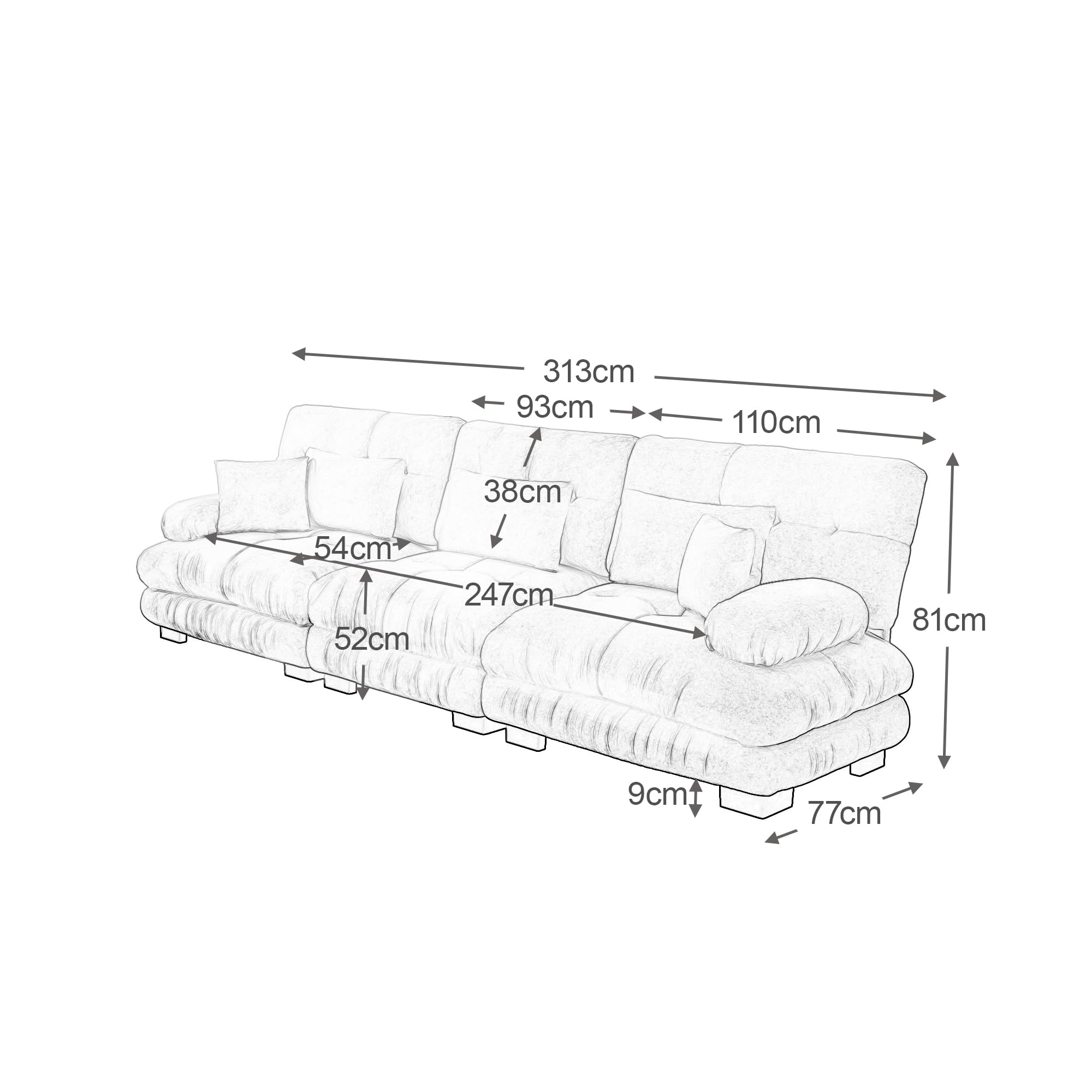 Divano angolare modulare a 3 posti in ciniglia divano letto imbottito confortevole per soggiorno, appartamento studio, ufficio ciniglia marrone chiaro