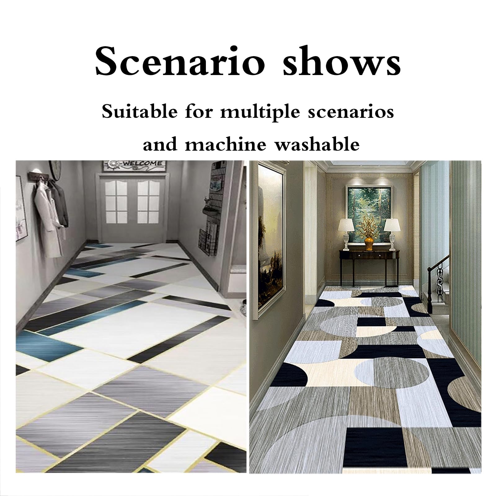 Tapis de couloir antidérapant, lavable en machine, anti-salissures, protection du sol, n'obstrue pas les portes, design durable