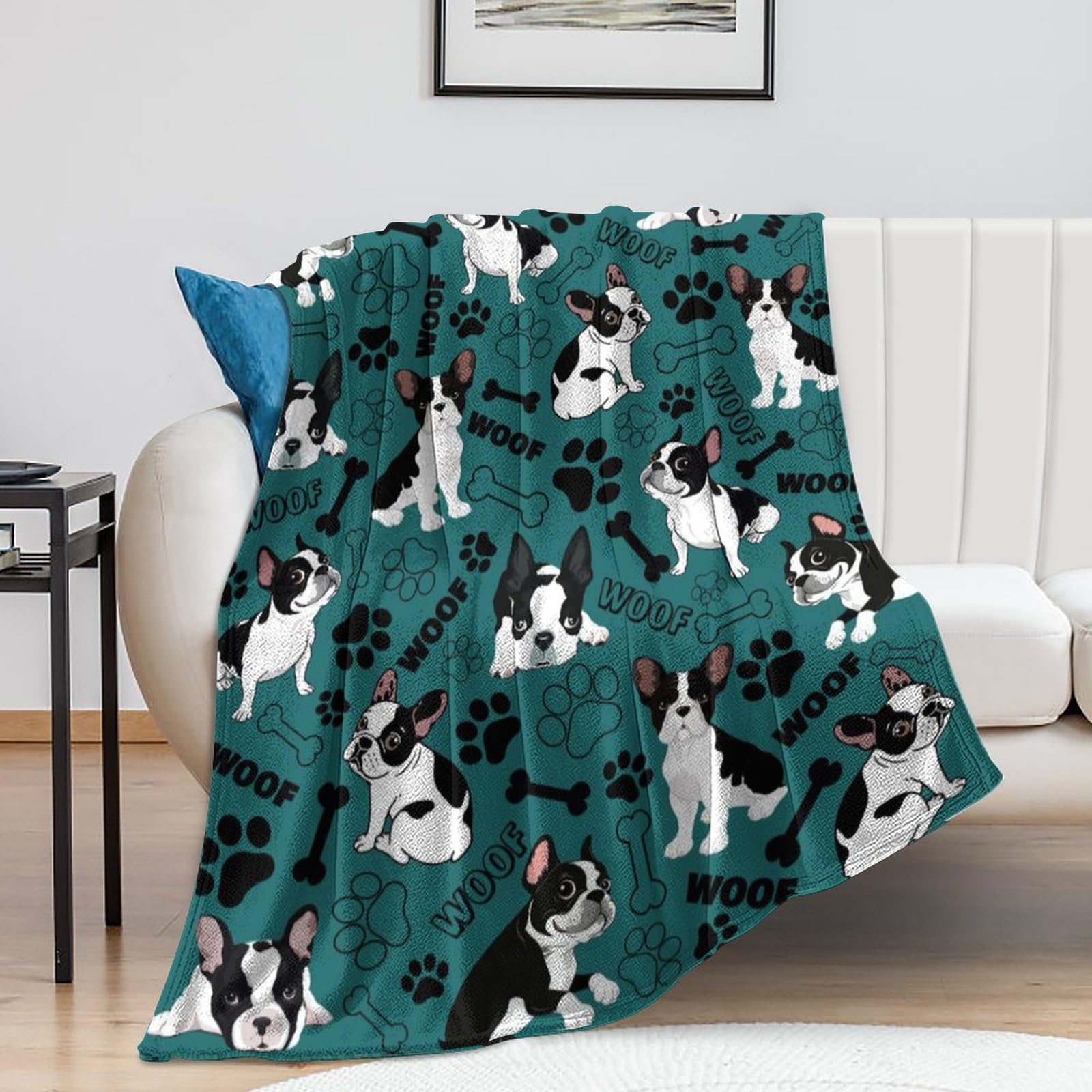Cute Boston Terrier Blanket Soft Cozy Flannel Boston Terrier Throw Blankets Bedding Decor for Kids Adults Boston Dog Lover Gifts 50"x40"