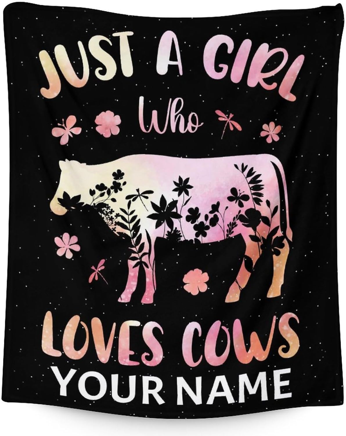 Personalized Cow Blanket for Cow Lovers - 40x50 Inches - Soft Fuzzy Cozy Blankets Gift for Christmas - Pink Cute Throw Blanket for Couch, Living Room & Office