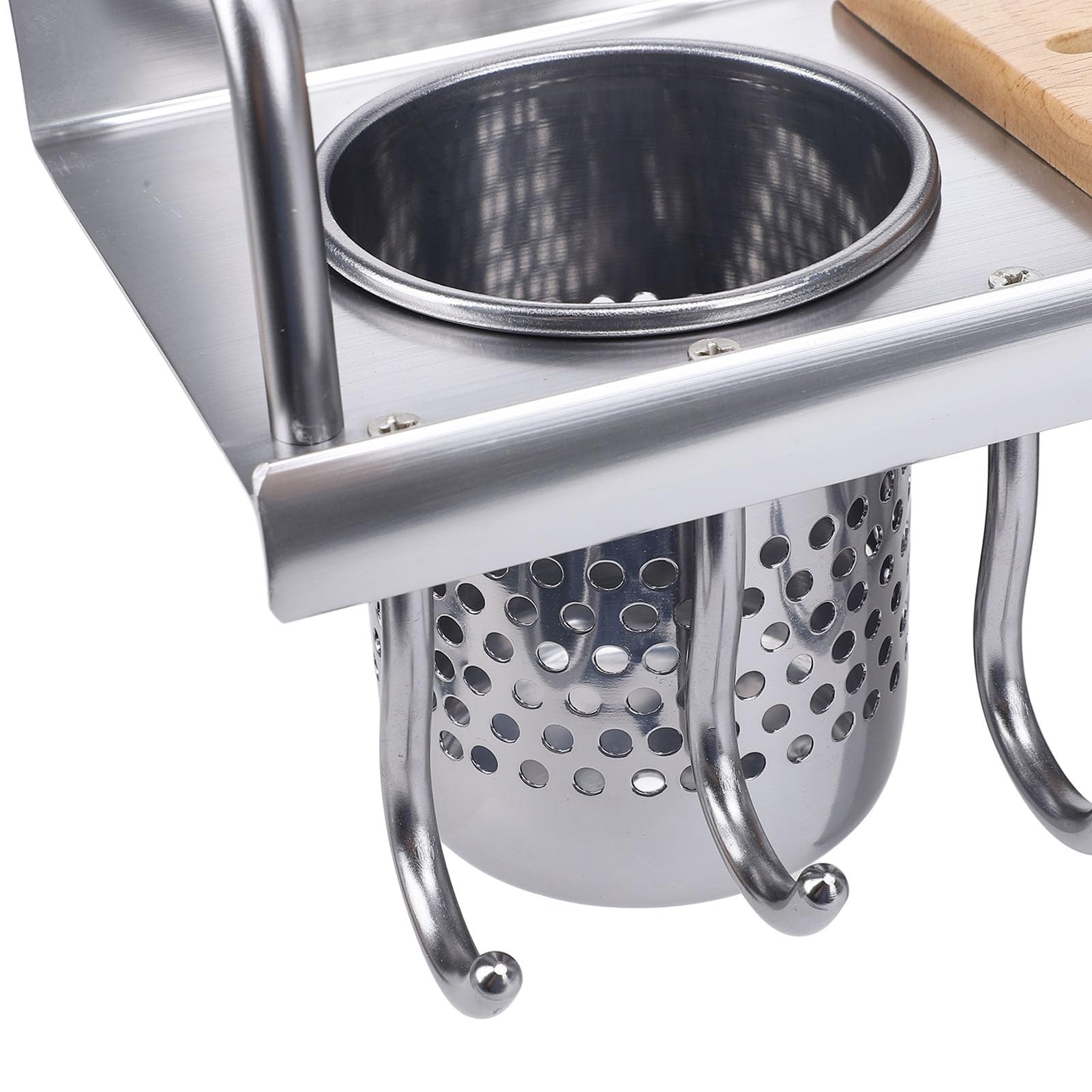 Organisateur de Cuisine Mural, Support pour Baguettes et Lames en Bois et Alliage d'aluminium avec Plusieurs Options de Rangement, Idéal pour Spatule, Cuillère, Couteau et Ustensile