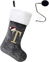 Vista 135 de Soporte para Medias de Navidad con Monograma de 20 Pulgadas Color Rojo Vino con Letras, Medias de Navidad Súper Suaves, Medias Grandes