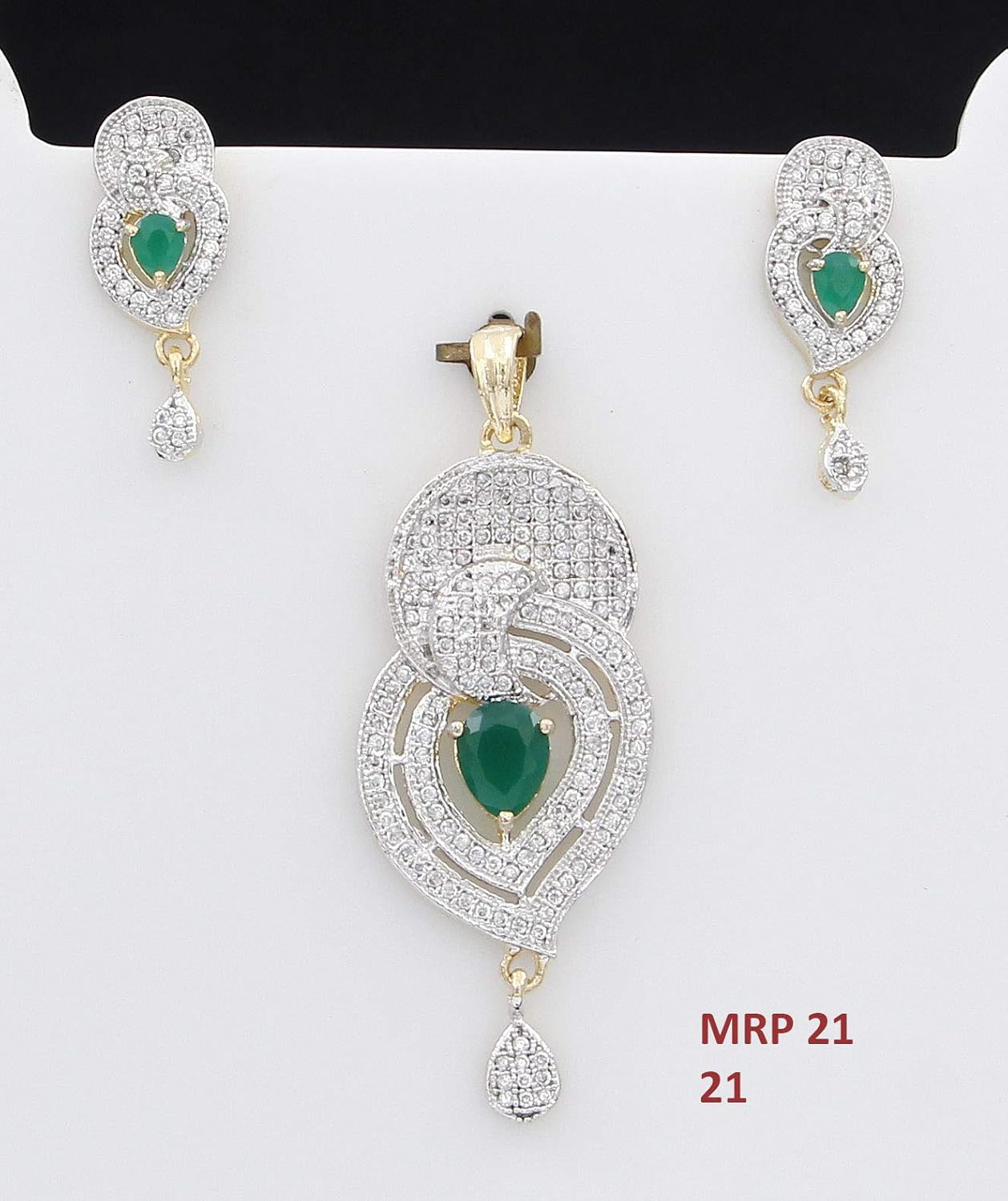 Earrings with Pendant Set Gold Plated and Cubic Zirconia Studded Handmade Latest Fashion Multipurpose Accessories Jewellery Set for Women & Girls