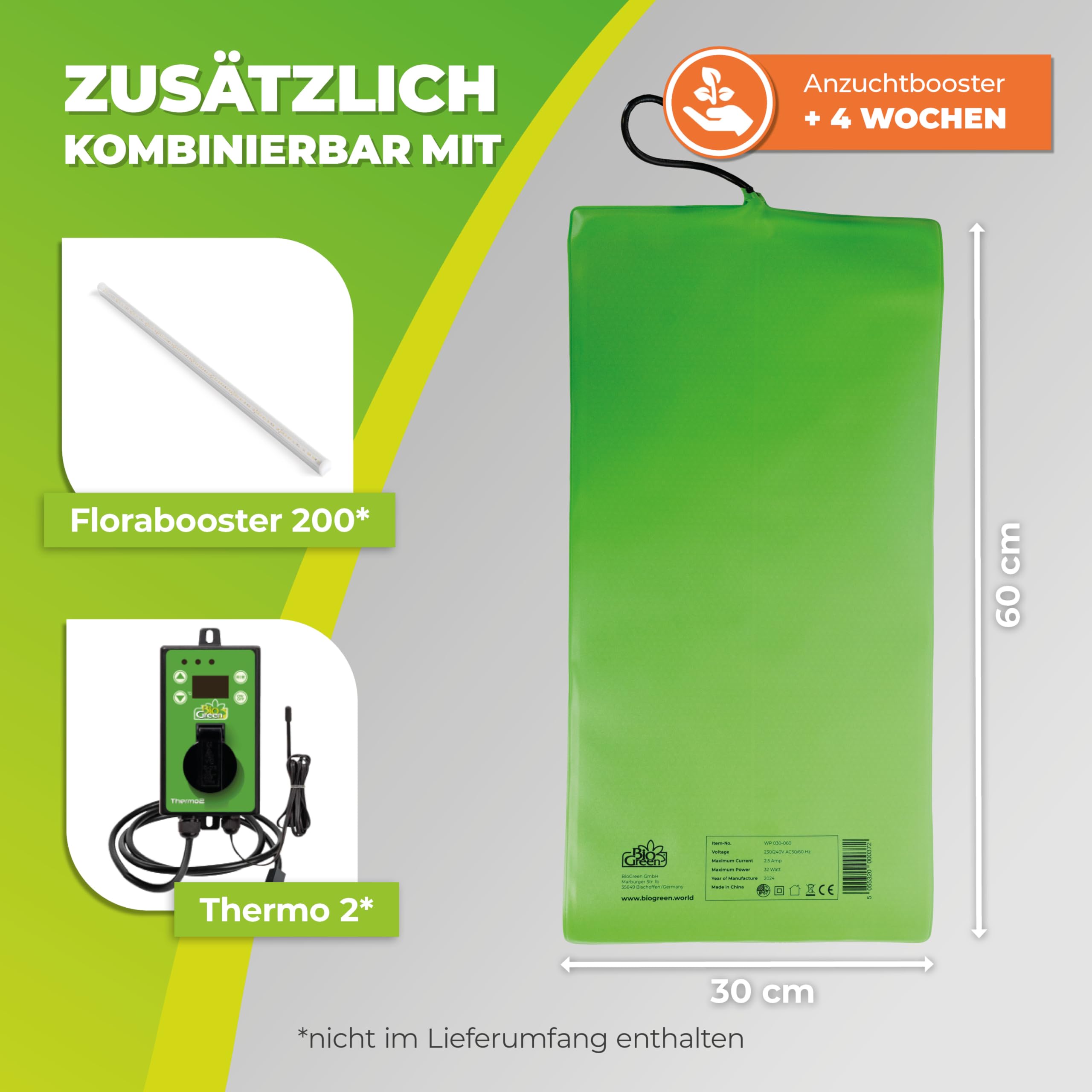 Bio Green WP 030-060 Plaque Chauffante 0,30 x 0,60 m 32 W