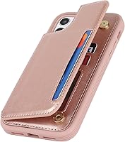 Vista 9 de iCoverCase Funda compatible con iPhone 11 con soporte para tarjetas, funda protectora de piel sintética para mujeres y hombres, bloqueo RFID, funda