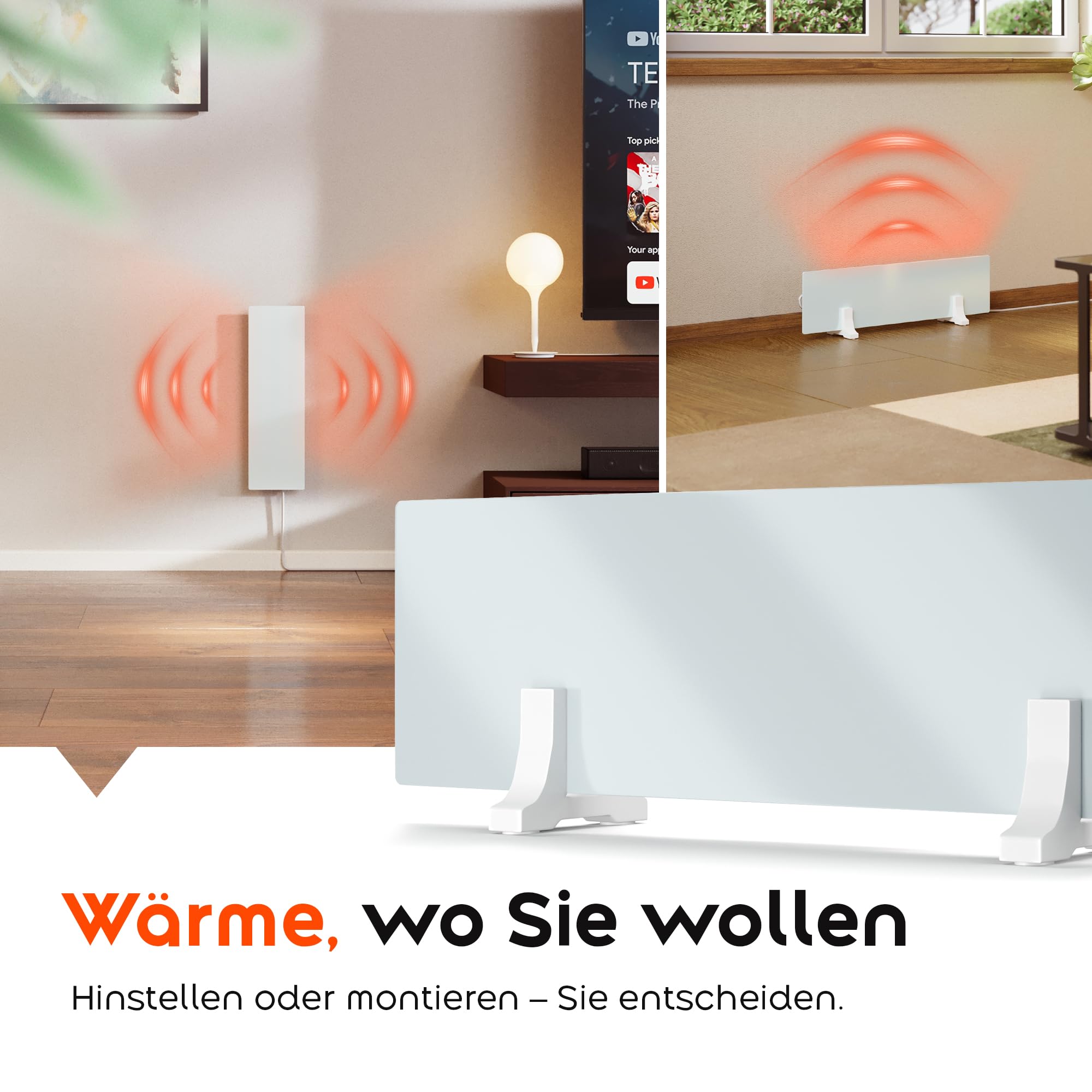 Infrarotheizung Schimmelentferner - Bad, Wand & Boden [70W] Infrarot-Heizung gegen Schimmel | Wandheizung elektrisch | Modular erweiterbares Anti-Schimmel-Heizpaneel mit flexibler Wandmontage | PIGO