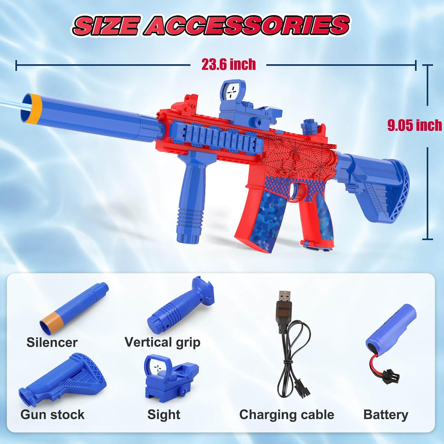 Dolanus Spider Water Blaster - Water Gun for Kids Adults - Electric Automatic Squirt Gun with Long Range, Summer Outdoor Beach Swimming Pool Toys, Gift for Kids Age 8 9 10 11 12 Years Old Boys