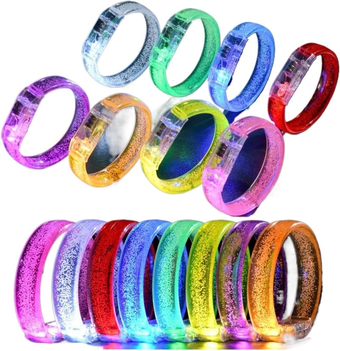 10-30PCS Light up Bracelets Glow Wristbands Glow In The Dark Bracelets Concerts Birthday Party New Year party props(Yellow,12Pcs)