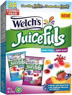 Welch's Juicefuls Juicy Fruit Snacks Made with Real Fruit, Mixed Fruit & Berry Blast Natural Flavours - 34 x 25g (850g)