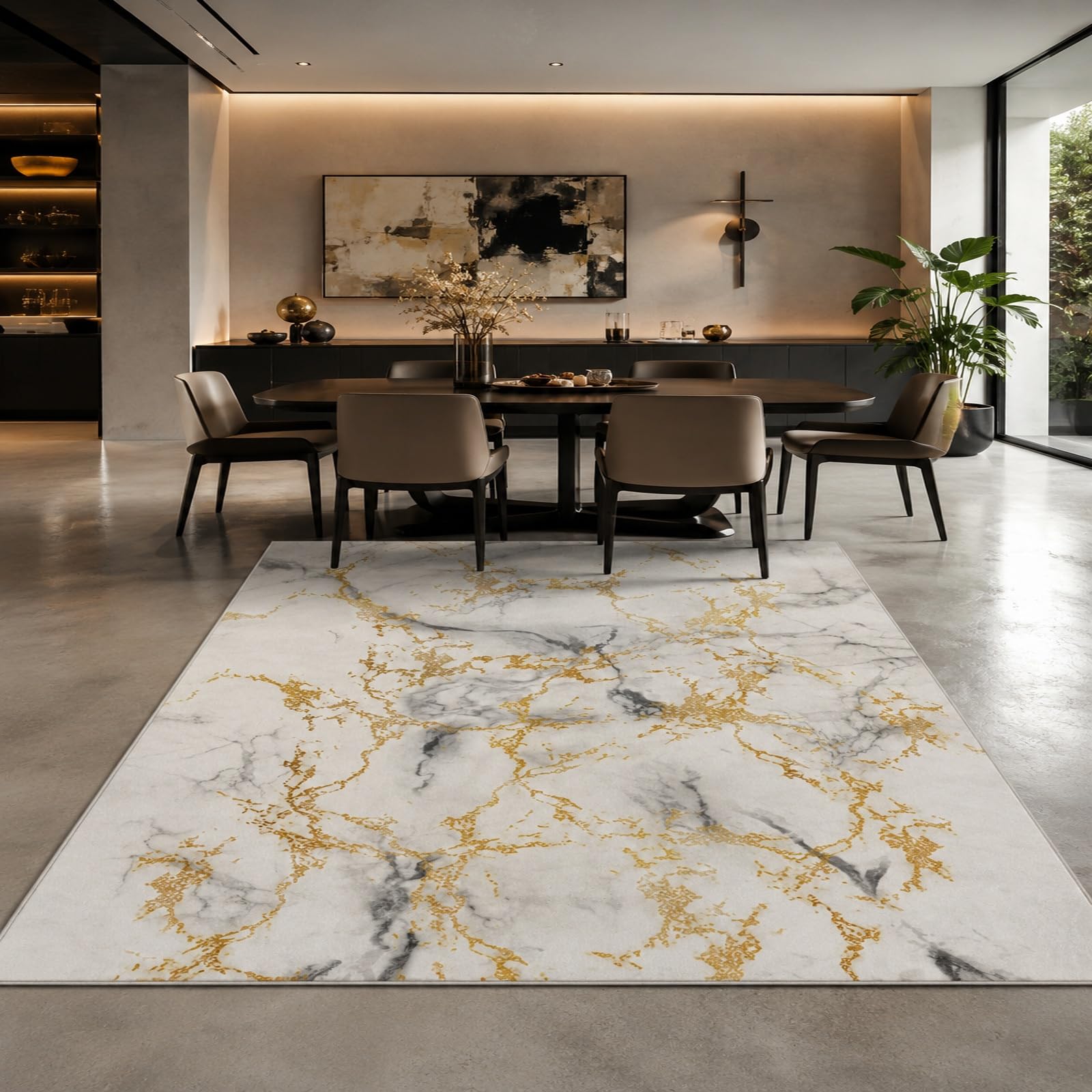 Tapis de décoration moderne rectangulaire pour illuminer un salon sombre avec du jaune gris blanc