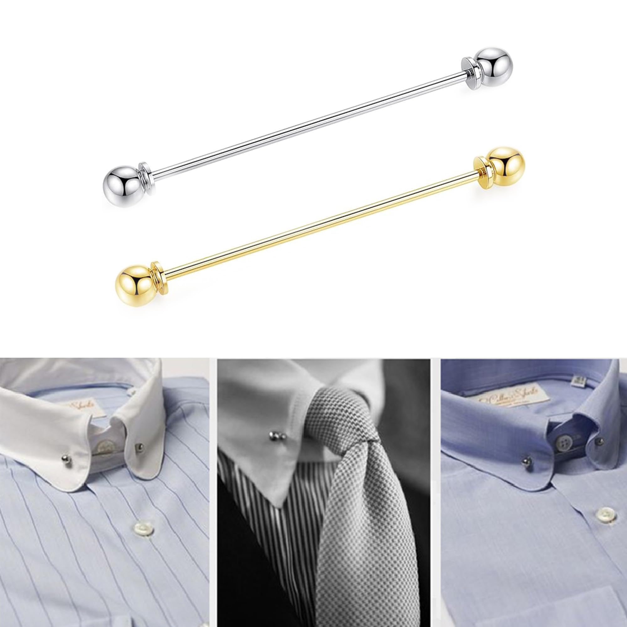 Barra Broche de Cuello de Camisa Pin de Corbata Clip Metal de Plata Camisa Corbata Pins Clip Alfiler De Cuello De Camisa Clip De Corbata Con Cadenas para Camisa Hombres