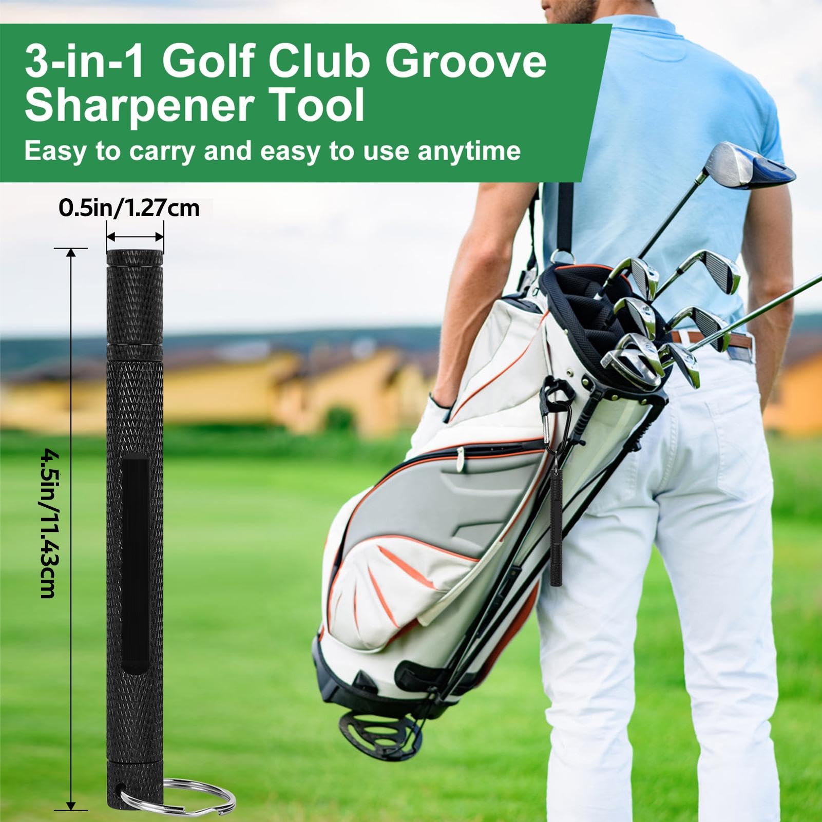 Grinder Golf, Grinder, Golf Wedge Grooving Tool | Accessori per la Pulizia delle Mazze, Pulitore per Ferro da Golf per scanalature a U e V, Produce Un Backspin ottimale