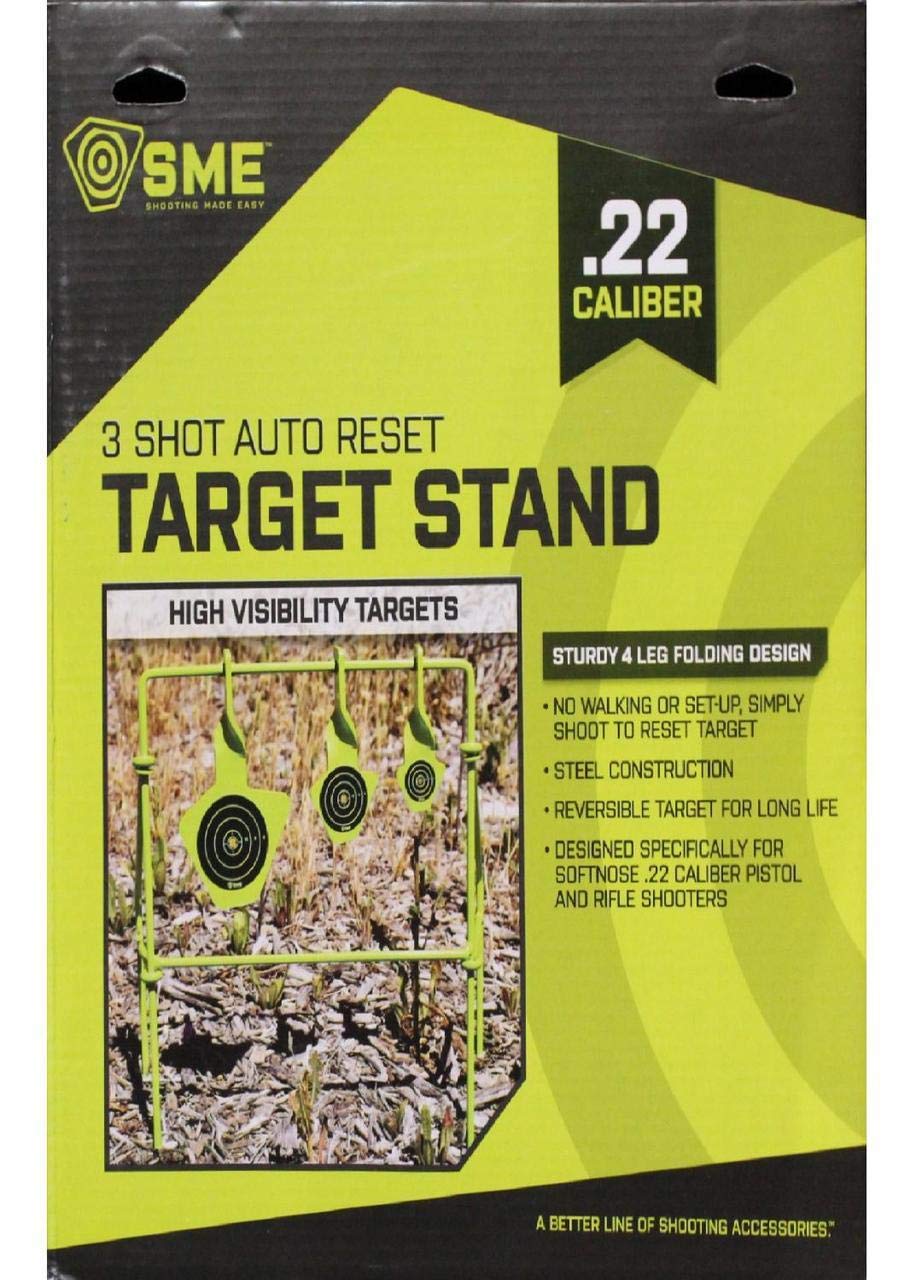 SME Steel Spinning Target System | Durable Hunting Sports Shooting Competition Stable Target Stand with 3 Highly Visible Floating Targets, 4 Leg Folding Design