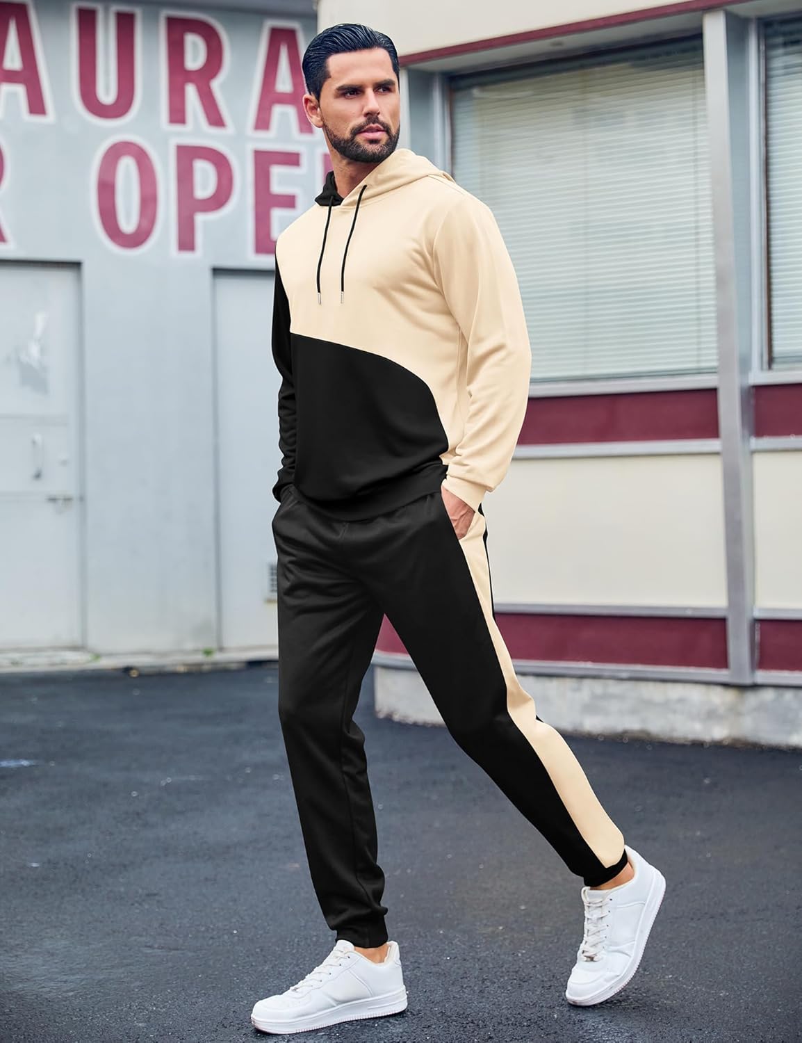 LecGee 2 Piece Men Hoodie Casual Hooded Athletic Tracksui Casual Running Jogging Sport Pants Suit Sets Outfits for men - Image 3