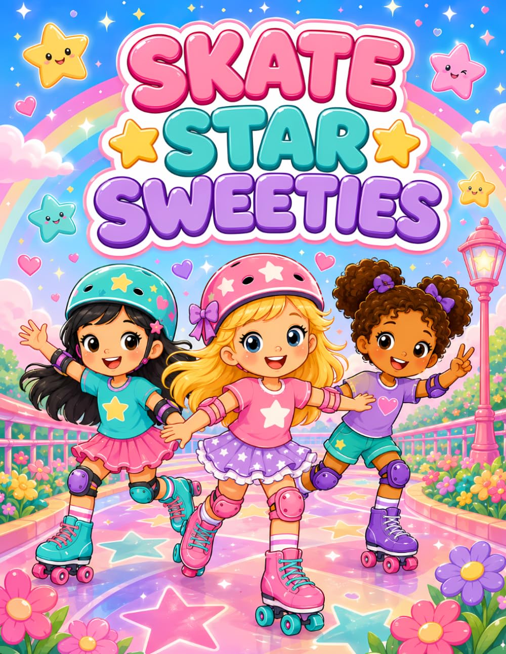 Skate Star Sweeties: A Cute Roller Skating Coloring Book for Kids with Sweet Girls, Stars, Hearts, Fun Skates, Parks, and Easy Coloring Designs