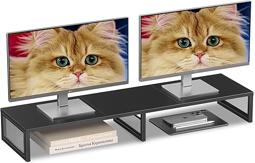 Elevador de Soporte para Monitor Dual de Computadora, Organizadores y Accesorios de Escritorio, Soporte para Impresora y TV, Estante de Escritorio,