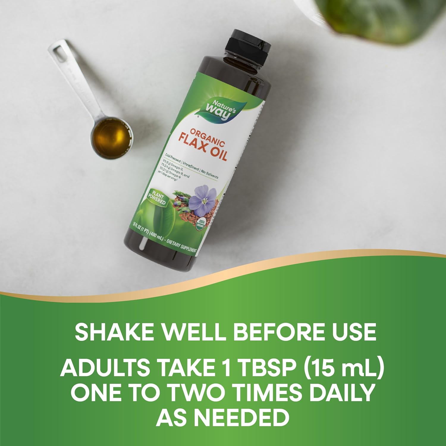 Nature's Way Organic Flax Oil, USDA Certified Organic, Omega-3, 6, 9, Cold Pressed, 16 Fl Oz (Packaging May Vary) - Image 6