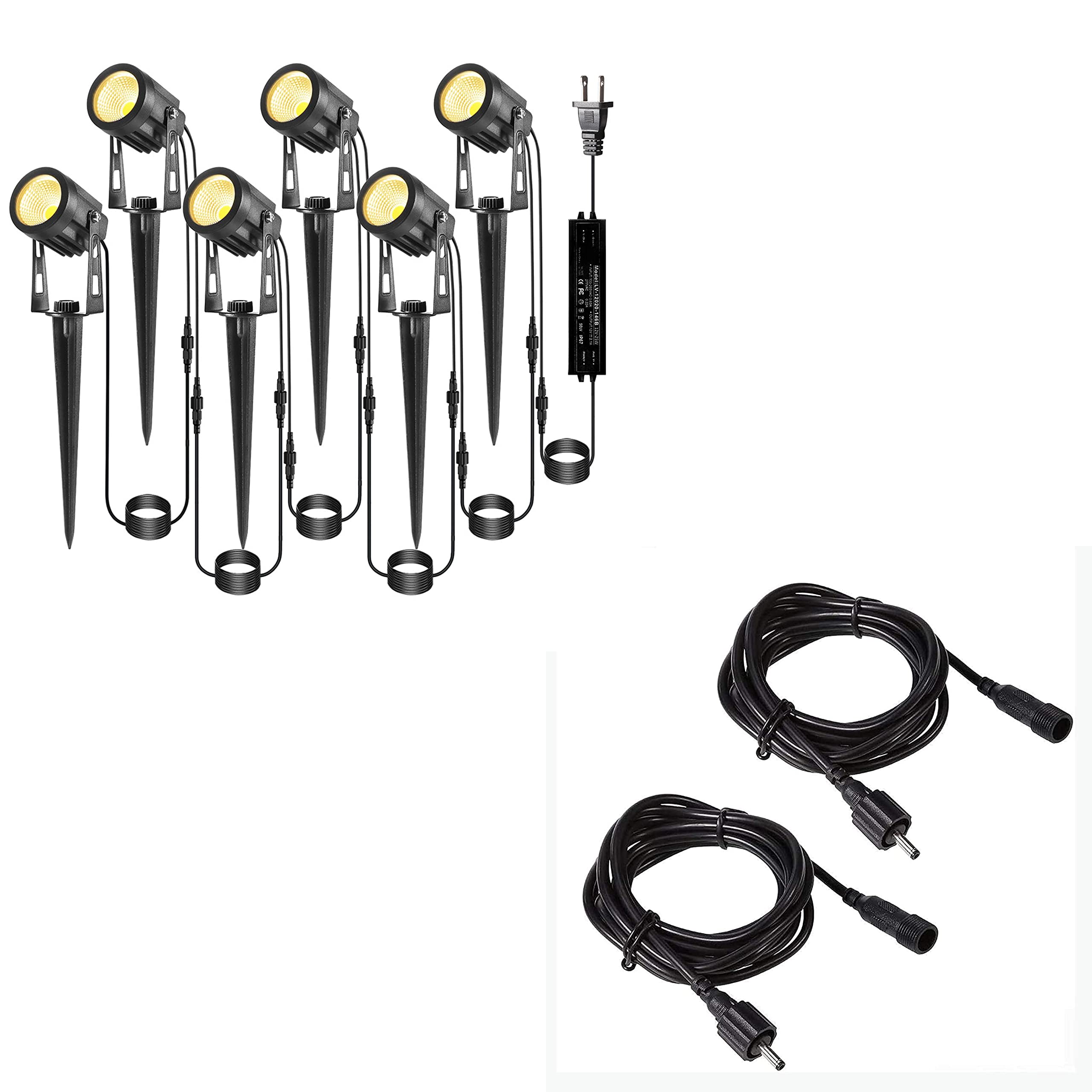 GreenClick6 in 1 Landscape Lights & 2 Pack 6.56ft/2m Extension Cord