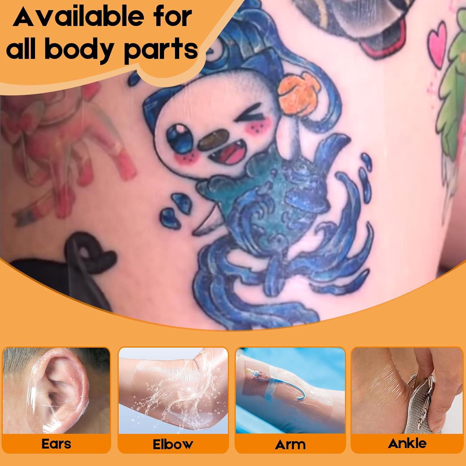 Tattoo Aftercare Bandage - Romlon 5.9"x 10.9 Yards Second Skin Tattoo Cover Up Tape Waterproof Transparent Film Roll, Tattoo Aftercare Bandage for Initial Healing Protective and Skin Repair