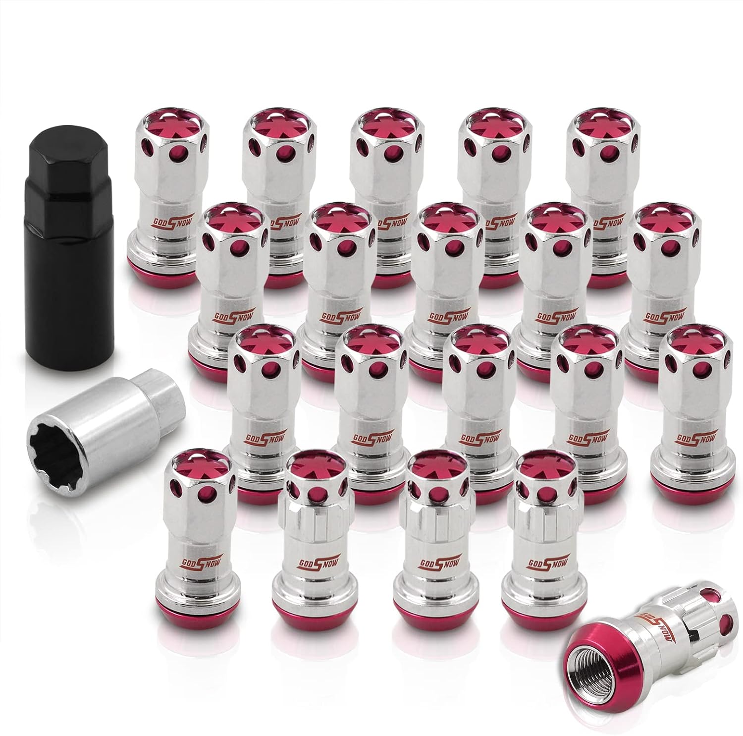 AJP Distributors 20 Piece Universal M12x1.25 Open or Closed End Steel Lug Nuts, 20pc M12 x 1.25MM Lug Nut Set + Locking Adapter Key Socket Wheels Rims JDM VIP Kit Black Body Blue Cap