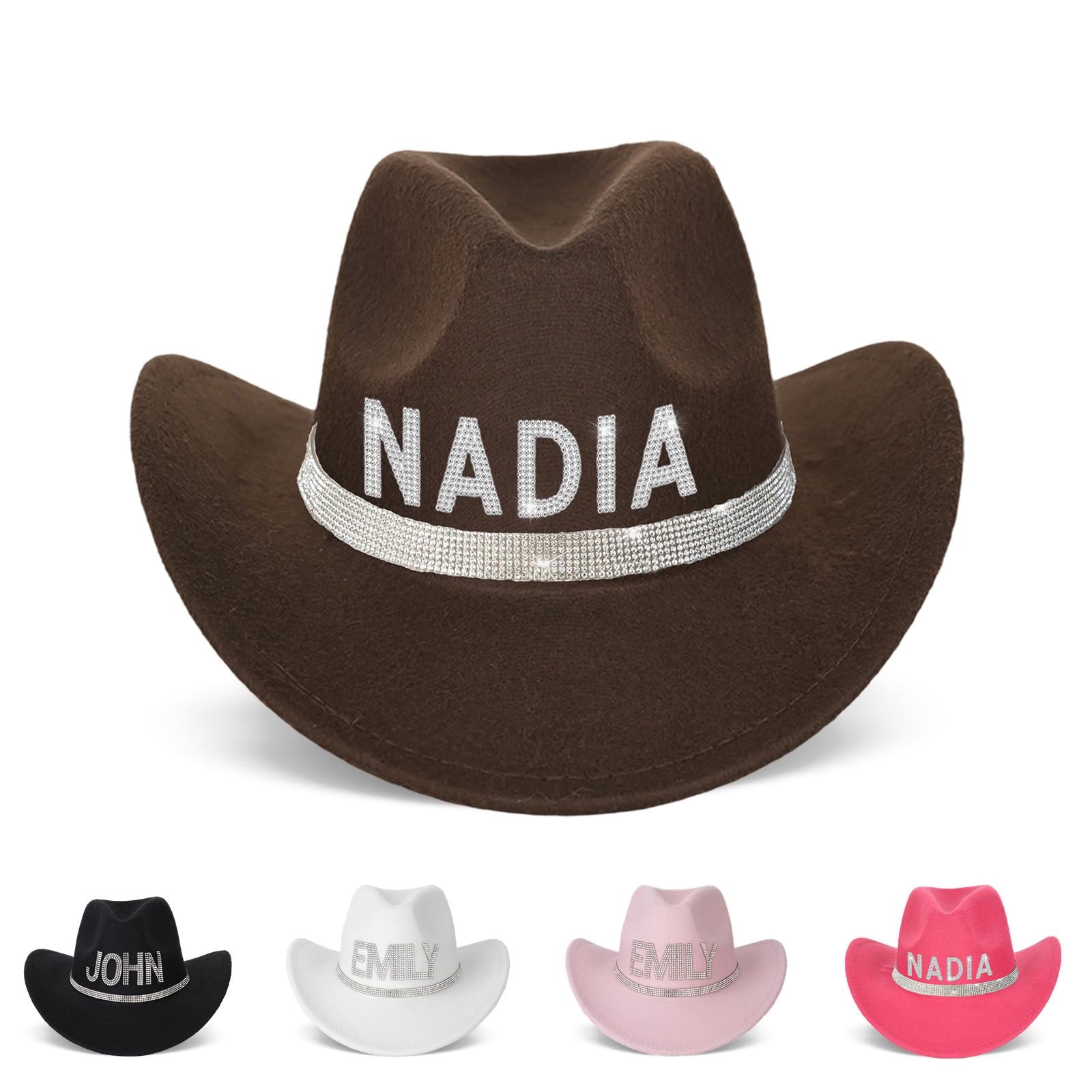 Custom Cowboy Hats for Women Rhinestone Cowboy Hat for Girls Sparkly Cowboy Hat Men Cowgirl Hat with Wide Brim