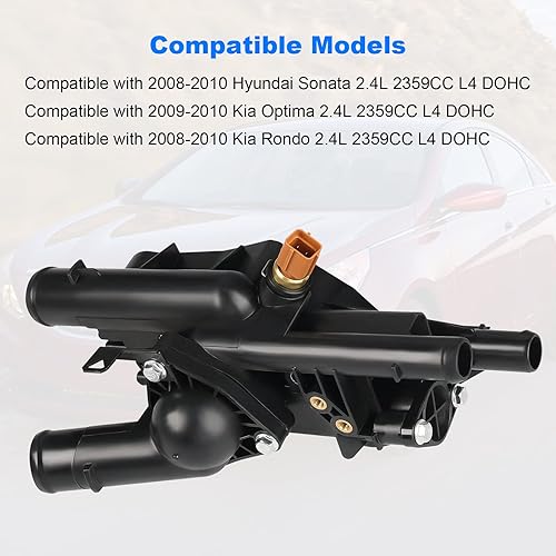 Miniatura 6 de Reemplazo del conjunto de carcasa del termostato del refrigerante del motor para 256002G600 compatible con Hyundai Sonata/Kia Rondo 2008-2010, Kia