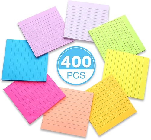 Miniatura 3 de Paquete de 8 notas adhesivas forradas, 8 colores brillantes, bloc de notas autoadhesivas de 4 x 4 pulgadas, notas adhesivas cuadradas grandes para