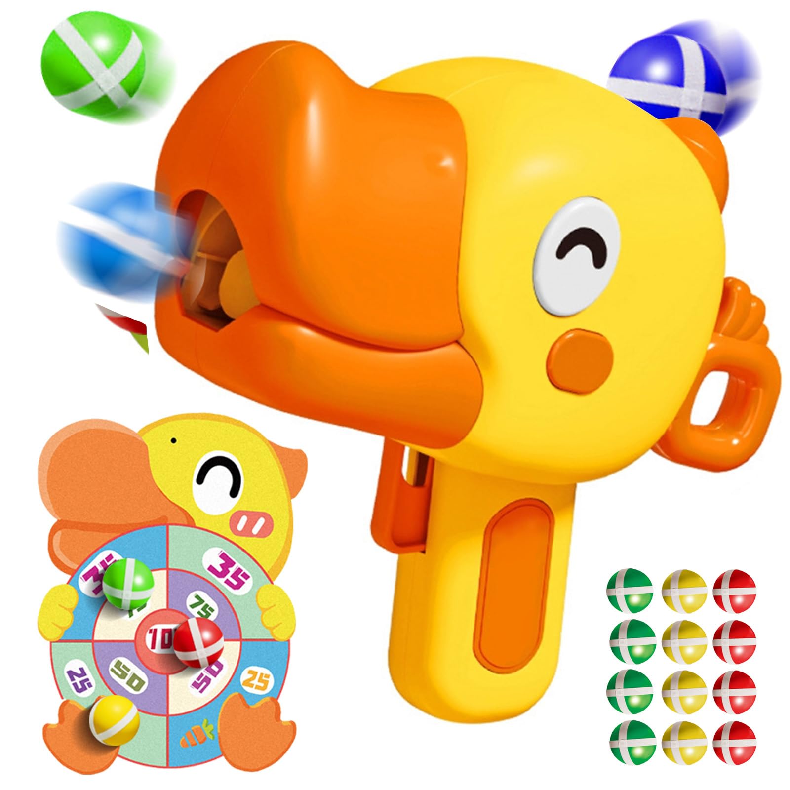 INSHUEY⁡ Dart Board Games for Kids,Indoor Outdoor Shooting Gun Interactive Sticky Balls Toys with Cute Target with 12 pcs Velcro Sticky Balls Boy Girl Gift