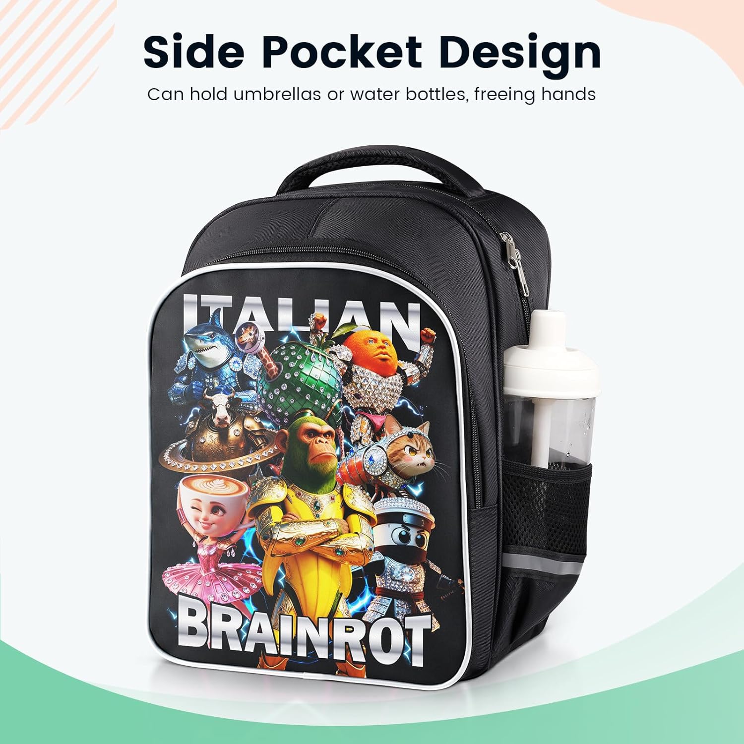 Italian Brainrot Backpack, Brainrot Backpack, Universal Large Capacity Durable Backpacks, Casual Daypack Backpacks,Travel Lightweight Daypack