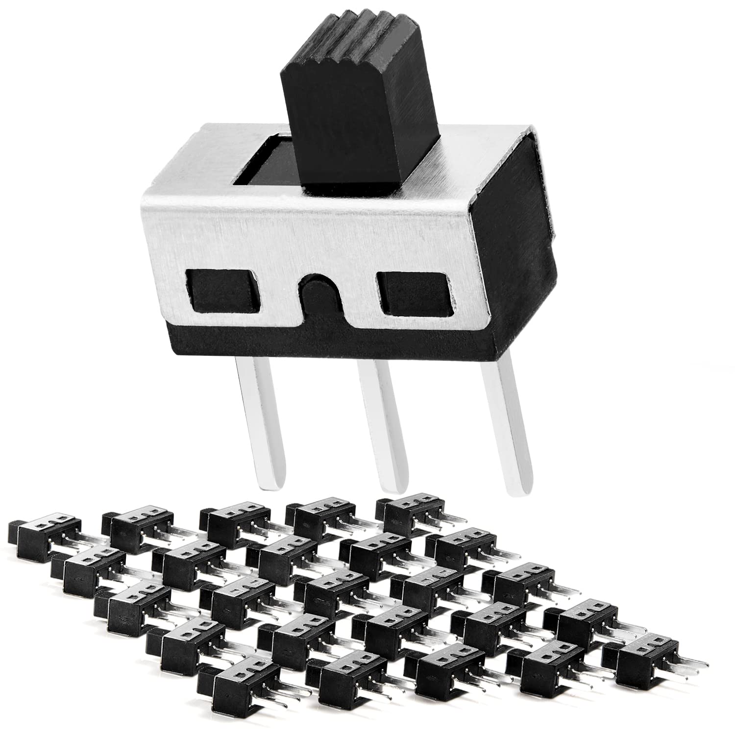 Uxcell 20-Pack SPDT 3-Pin Panel Mount Micro Slide Switch – Latching Toggle Switch For Audio, Video, Dimmers, And DIY Electronics – 2 Position, 3 Terminal