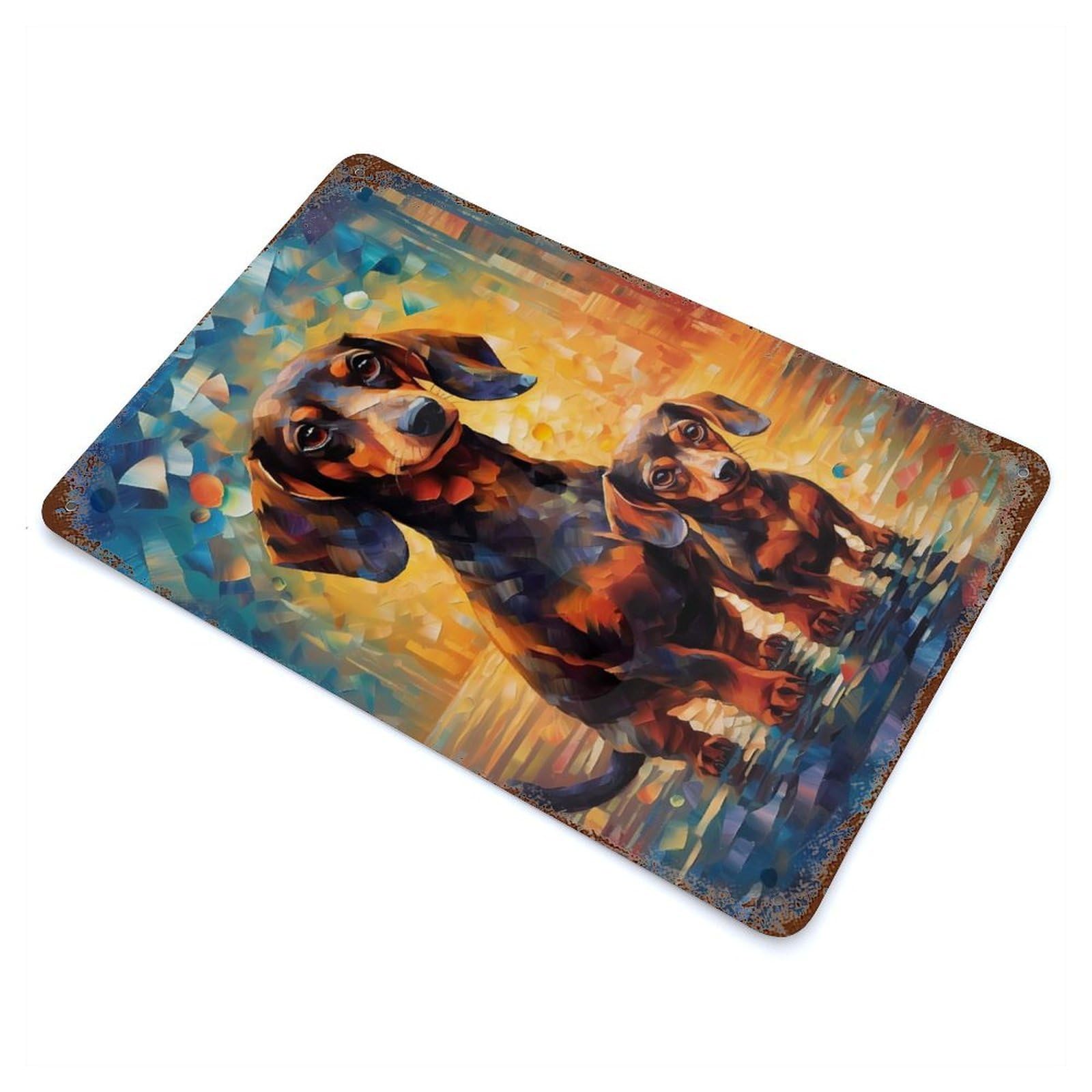Garage Style Dachshund Color Vintage Rust Metal Sign 11.8"x7.9", Vintage Wall Decor for Bar And Workshop