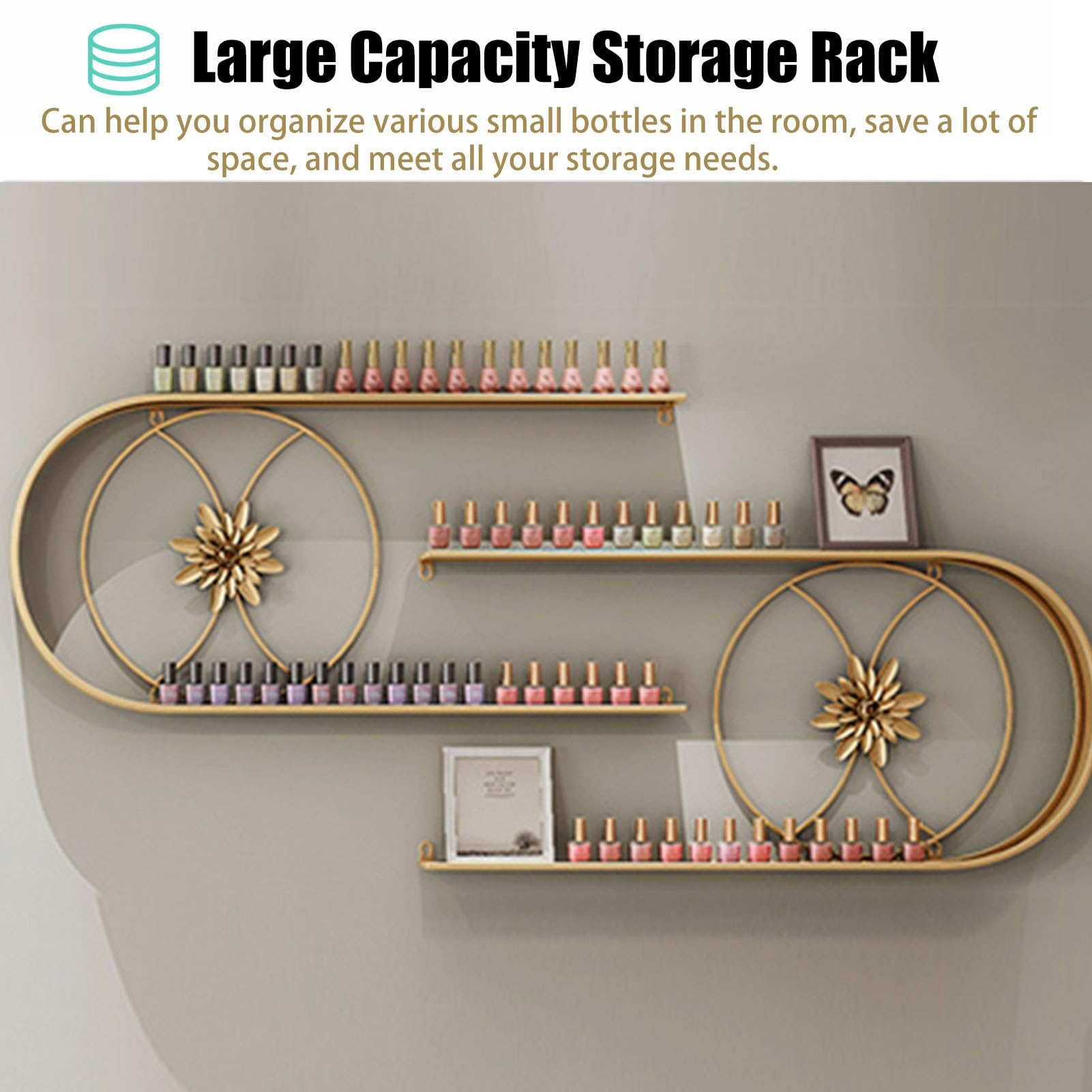 Porta Smalto da Parete: Supporto Multifunzionale per Smalto a Forma di U - Organizzatore per Bottiglie di Smalto Nero per Salone e casa - Elegante Soluzione di stoccaggio per Prodotti per Un