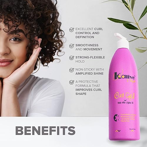 Miniatura 2 de KALIVE - Gel de rizos de 16 onzas para cabello rizado, define todo tipo de cabello, rizos, ondas, texturas naturales o permanentes para mujeres