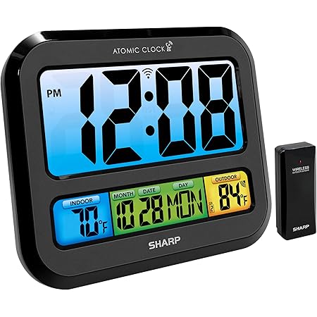 Amazon.com: Sharp Atomic Desktop Clock with Color Display - Atomic ...