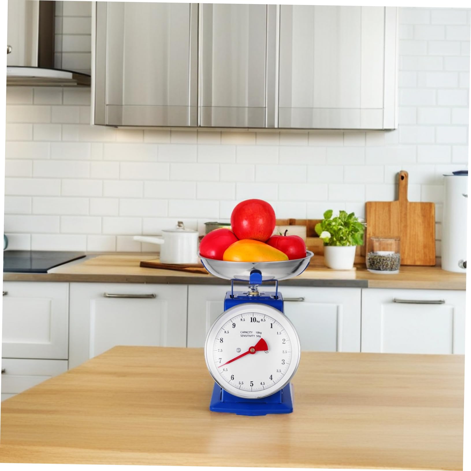 IMIKEYA Báscula De Cocina Mecánica Vintage 10 Kg Tamaño Medio Acero Inoxidable Sin Pilas Para Repostería y Preparación De Comidas Con Recipiente Desmontable y Esfera De Fácil Lectura