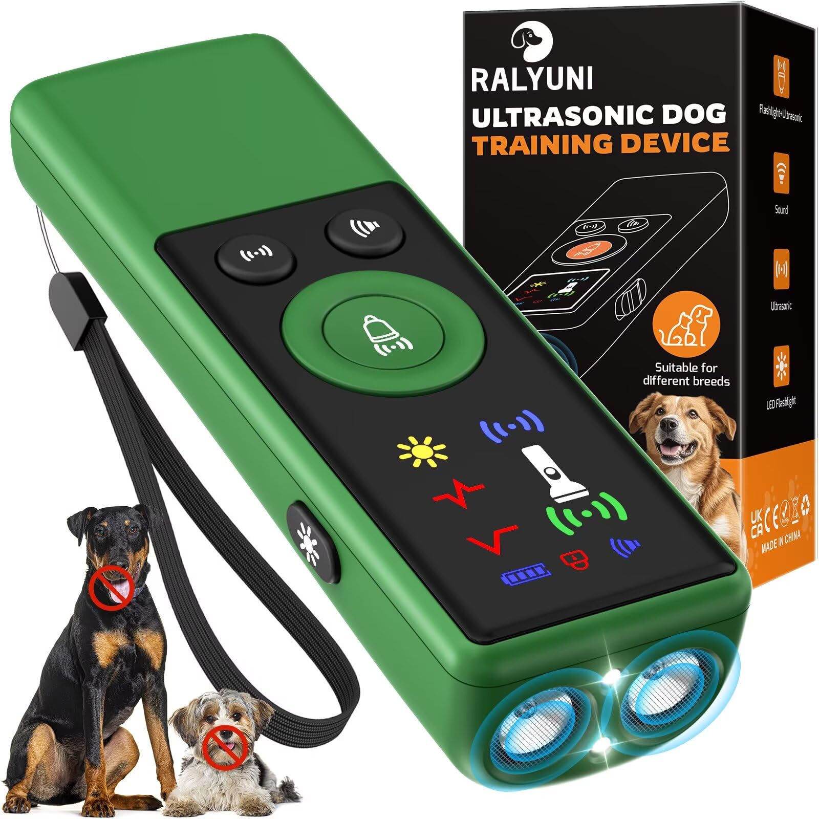 RALYUNI Ultrasonic Dog Bark Deterrent Device, Anti-Barking Control Device with LCD Screen & 3 Modes, Dog Training Tools to Stop Bad Behaviors, Safe