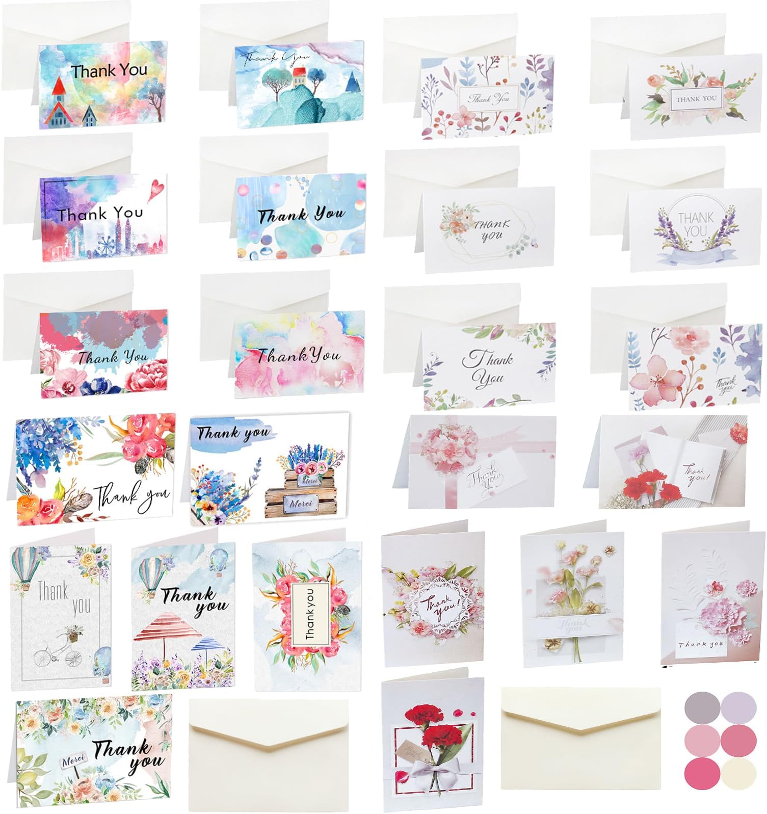 DPKOW Thank You Teacher Cards Multipack, Colorful Teacher Appreciation Cards Greeting Thank You