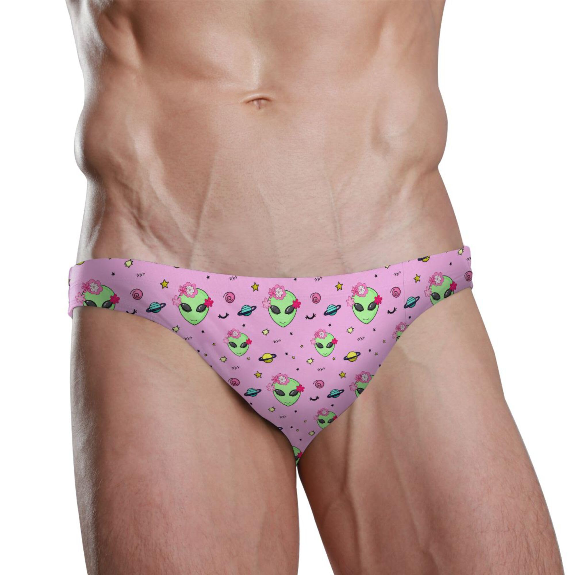 Men's Swim Briefs Cute Alien UFO Swimsuit Beach Swimwear Bikini M B0404027