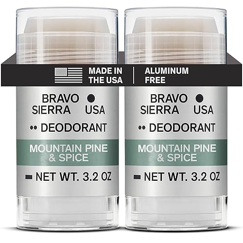 Vista 12 de Desodorante sin aluminio para hombres de Bravo Sierra, paquete de 2 - Contiene ingredientes naturales – Protección duradera contra el olor